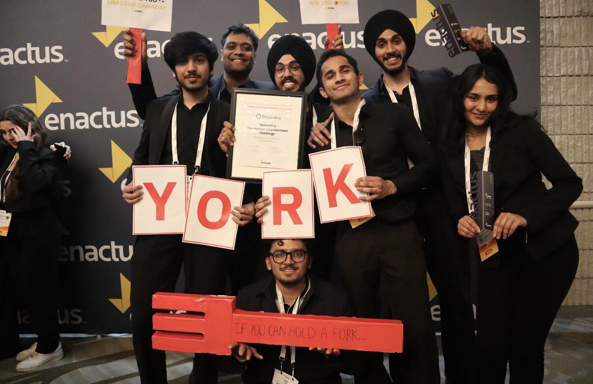 Enactus York on the Regionals stage with the Desjardins Community Empowerment Challenge award.